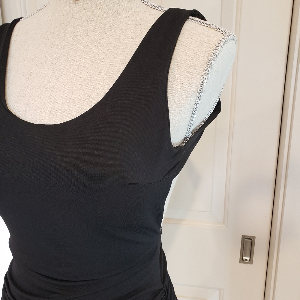 Black Low back Dress with Side Ruching - Picture 2 of 8